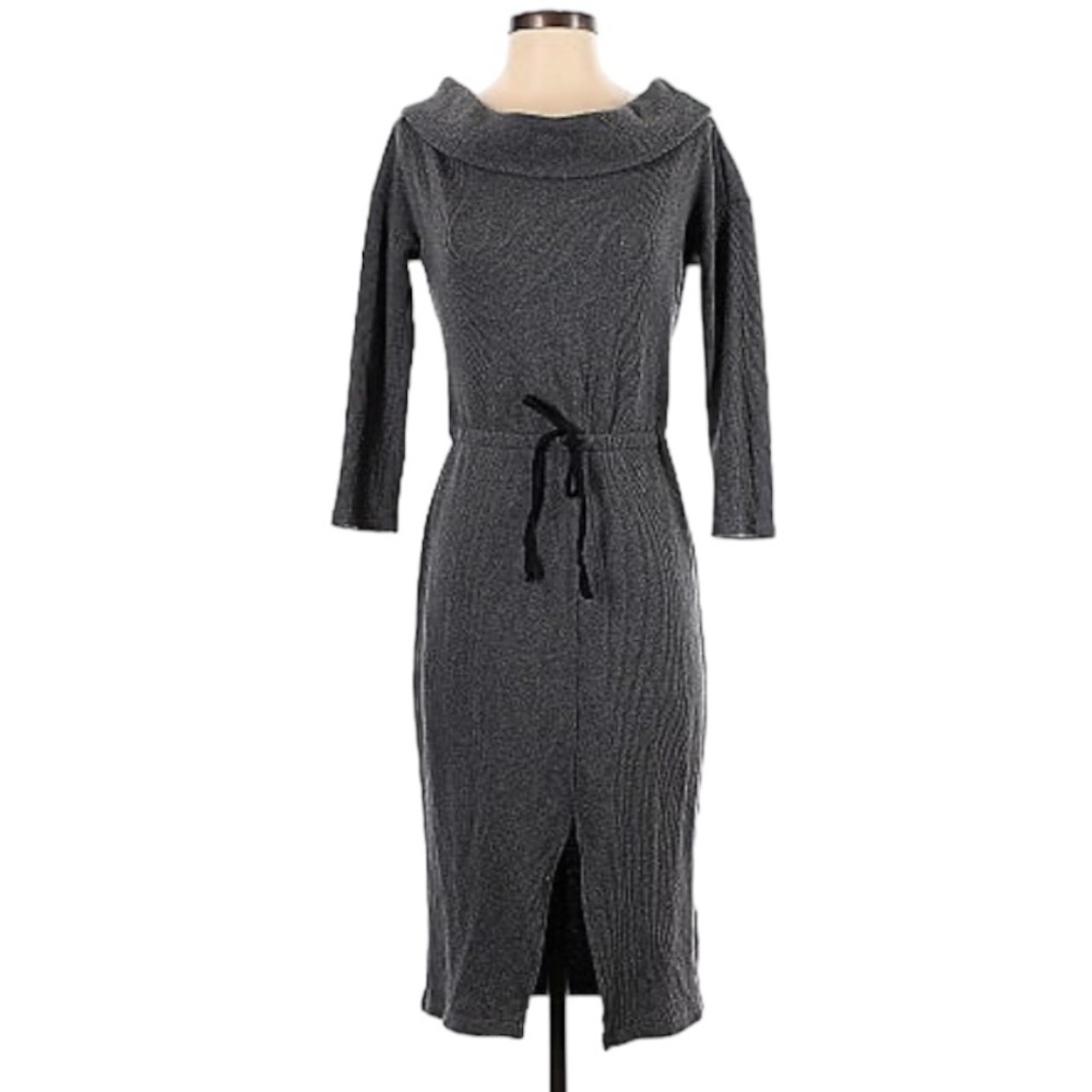 TIBBY DRESS DOLAN LEFT COAST Timeless Gray quarter sleeve cowl neck work casual - Picture 8 of 10